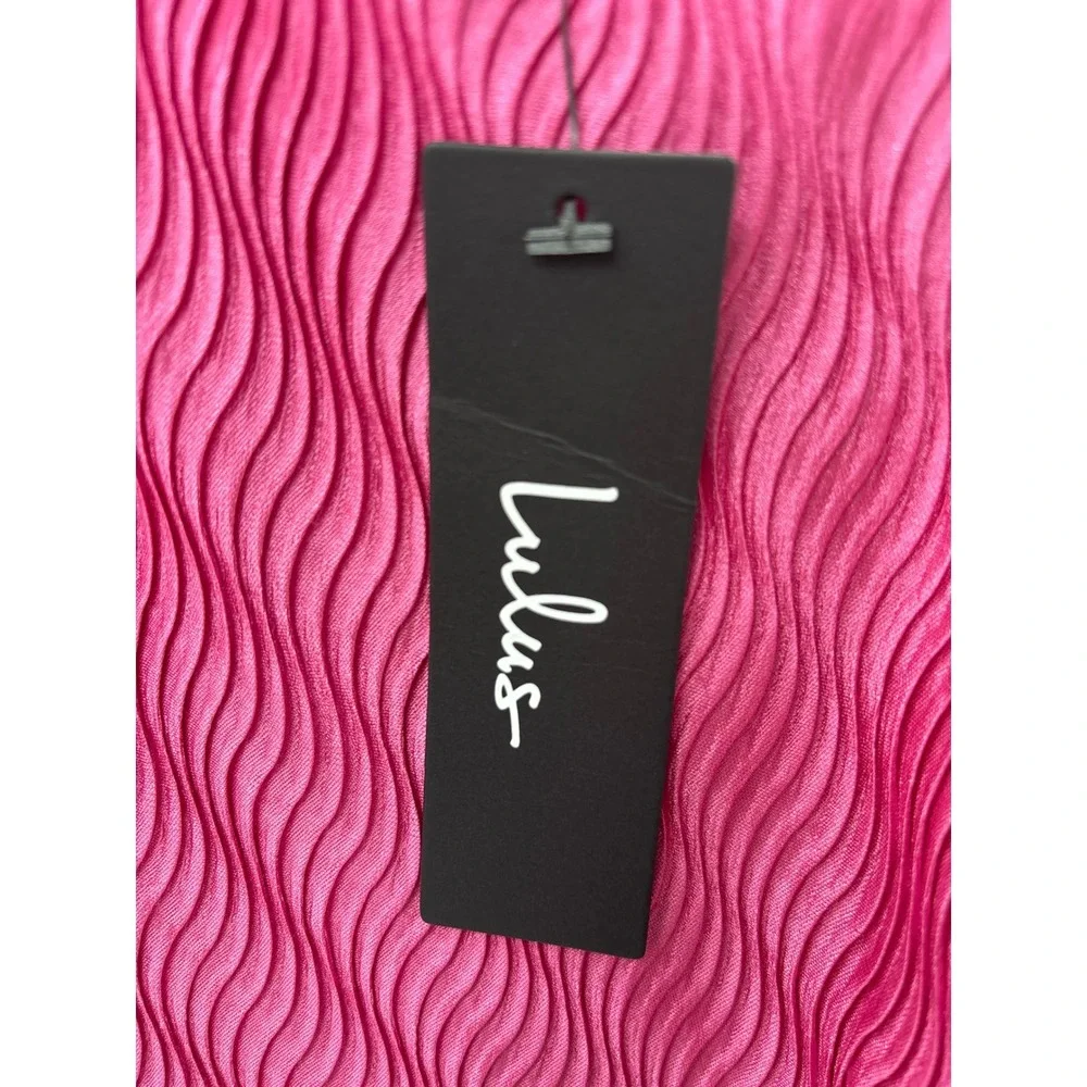 Lulus Cute Praise‎ Hot Pink Plisse Satin Faux-Wrap Mini Skort NWT Large Fuchsia